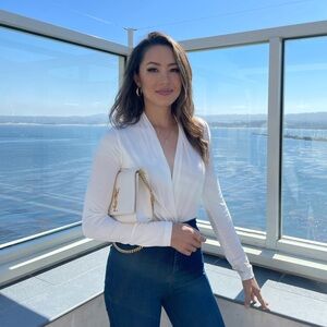 Banana Republic Petite Tencel Wool Wrap Top